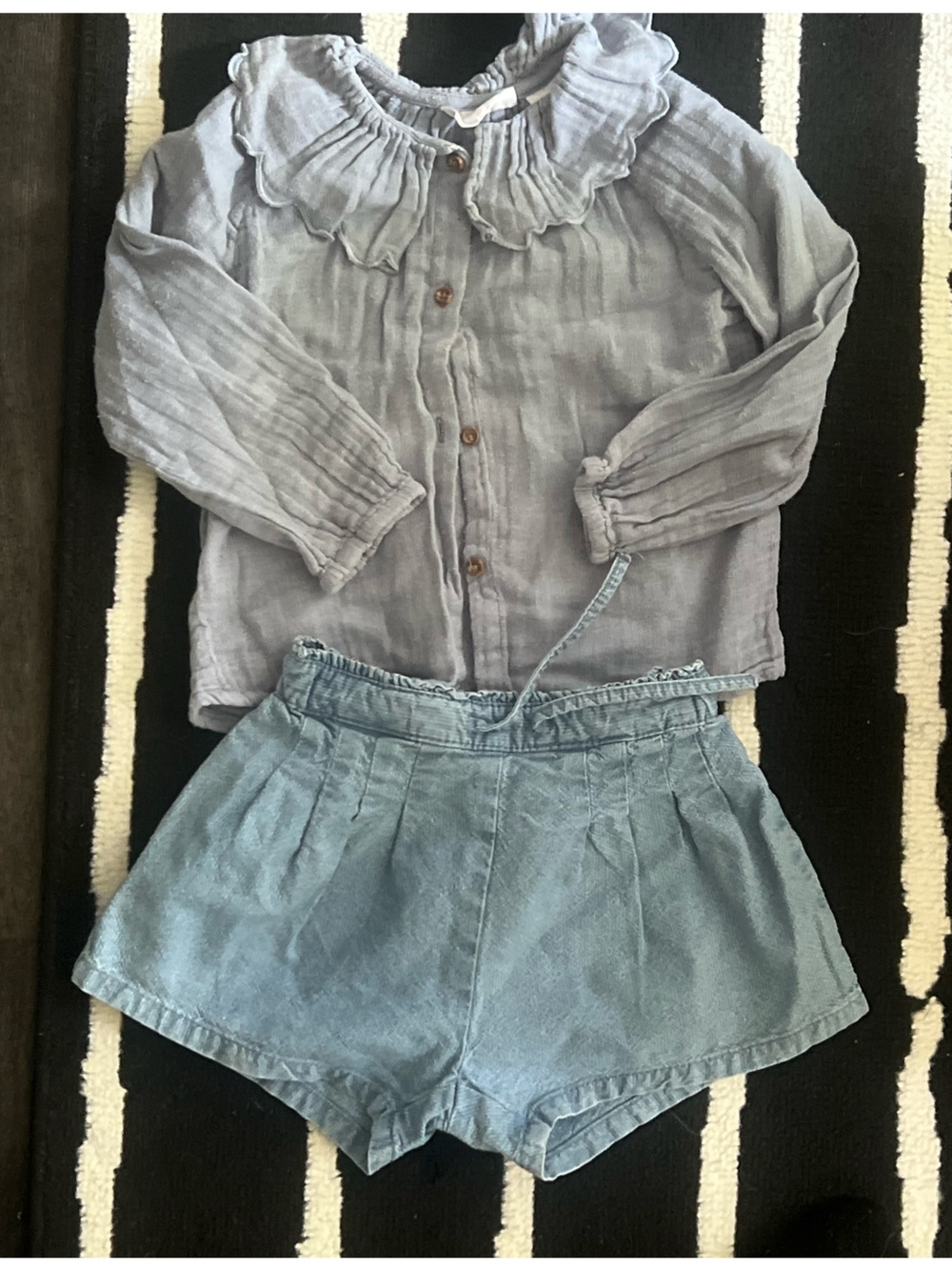 Mango Blue Top + United Colors of Benetton shorts